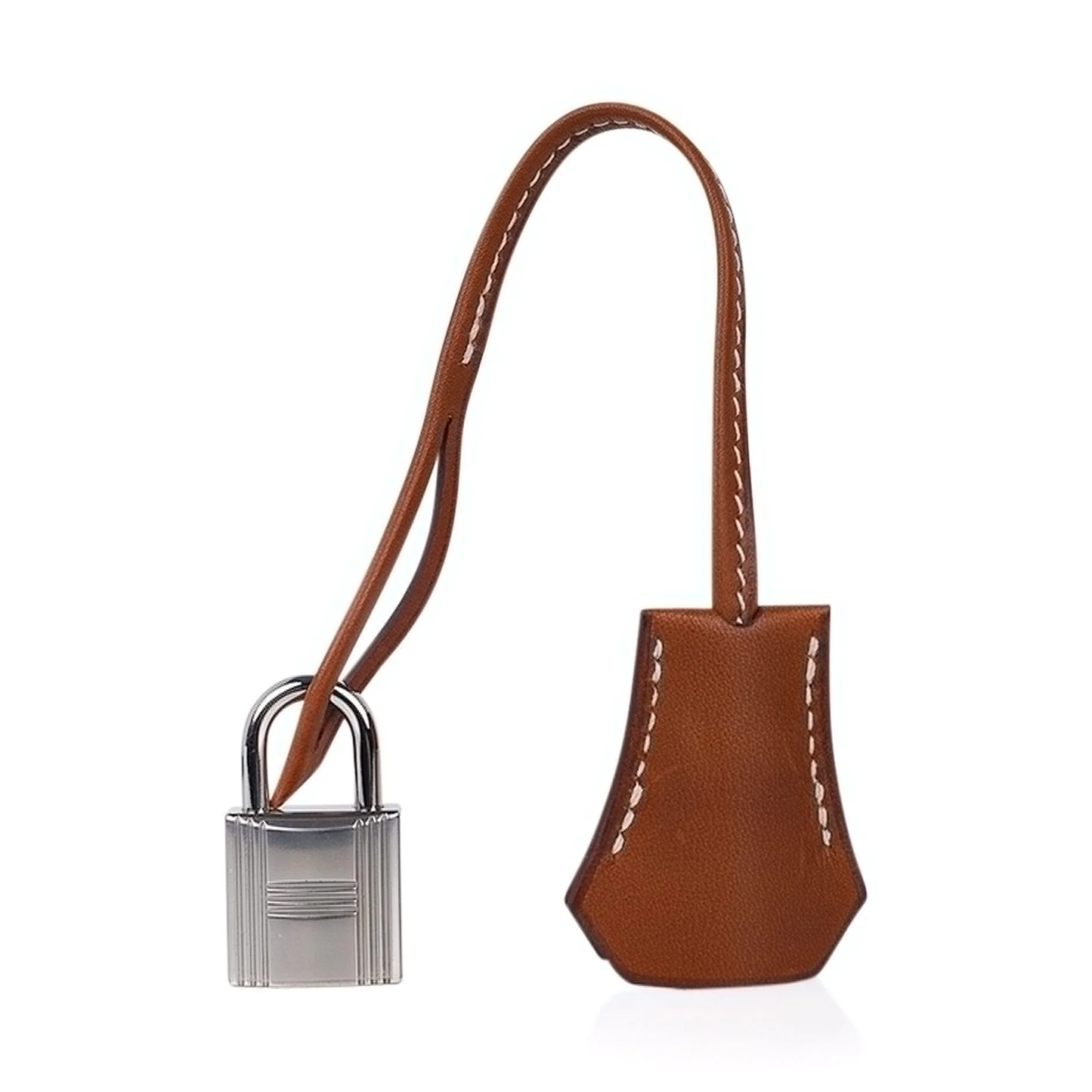 Warm Vintage Tan Smooth Compact Trapezoid Hand Tote With Crisp Contrast Stitching And Sleek Cool Silvery Twist Lock Hardware