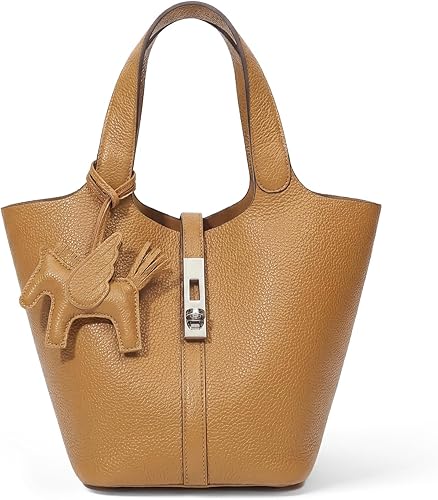 Women Vegan Leather Bucket Purse for Women Top Handle Handbag Shoulder Bag with Detachable Small Purse