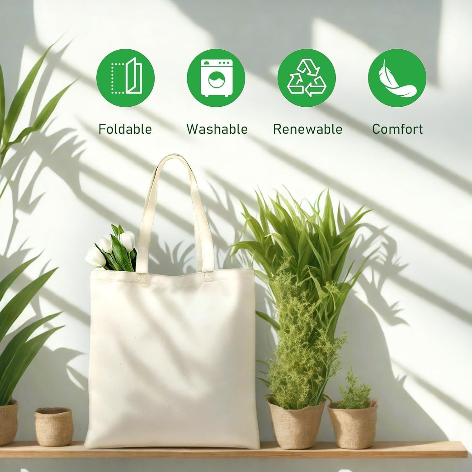 Available Premium Canvas Reusable Tote Gift Bags,Made of Natural Canvas with Handle,Work,DIY,Shopping