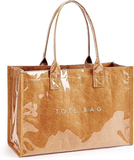 Tote Bag Women’s Kraft Paper Work Handbags Purses with Top Handle